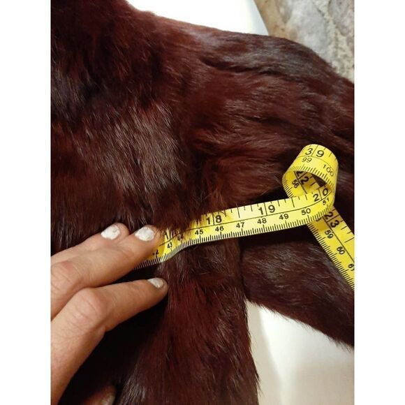 Rabbit Fur Zip Up Coat Deep Red - Picture 8 of 9